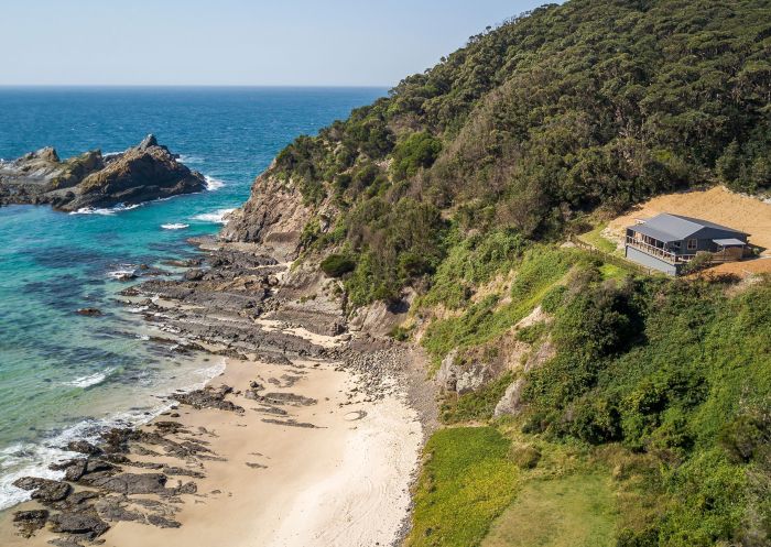 Scenic view of Davies Cottage overlooking the ocean,  Myall Lakes National Park